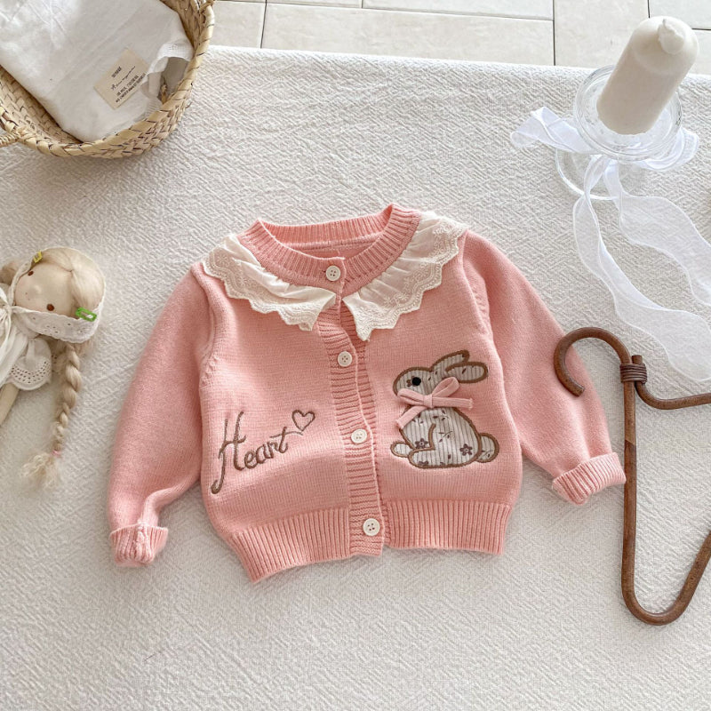 【BABY】刺繍うさぎニットカーディガンSK092428