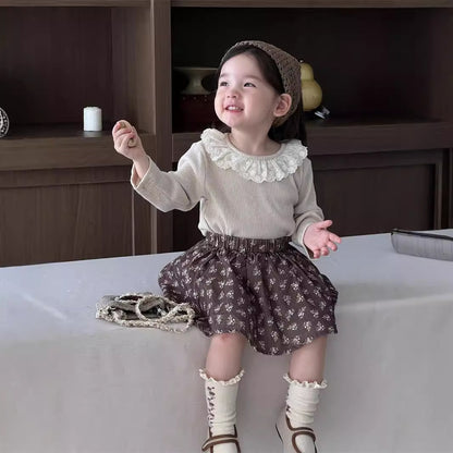 【BABY&KID】レース襟トップス、スカートSK021502
