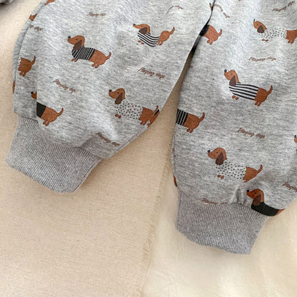 【BABY&KID】キュートなダックスフンドプリントセットアップSK092721