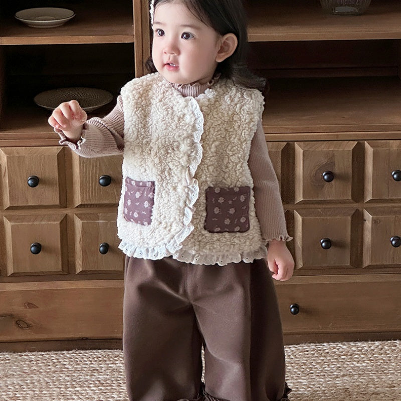 【BABY&KID】冬新作小花柄レースボアベストSK103135