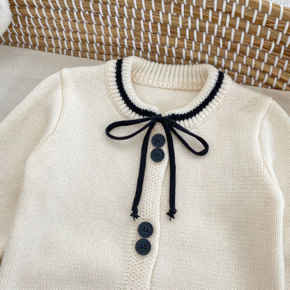 【BABY&KID】リボン付きニットカーディガンSK092724