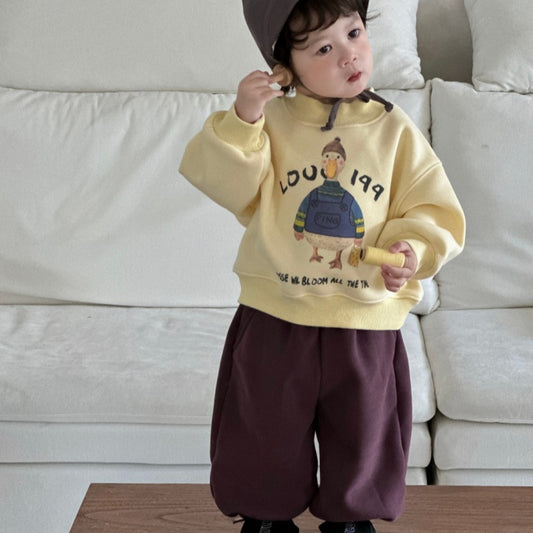 【BABY&KID】アヒル柄厚手スウェット、裏起毛パンツSK102134
