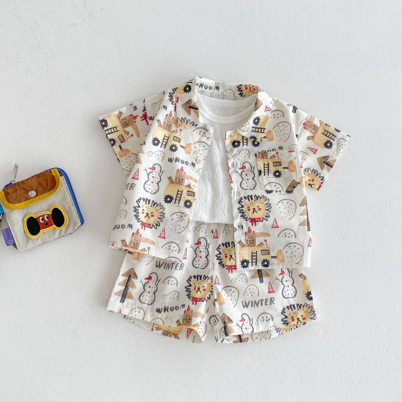 【BABY&KID】夏新作 ライオンオシャレセットアップ、ノースリーブＴシャツSK072011