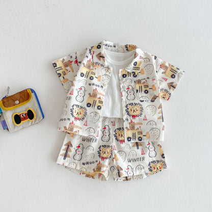 【BABY&KID】夏新作 ライオンオシャレセットアップ、ノースリーブＴシャツSK072011