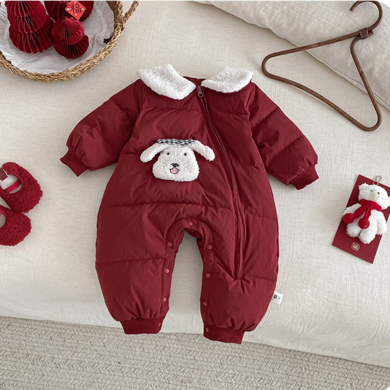 【BABY】冬新作わんちゃん柄あったかカバーオールSK103104