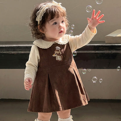 【BABY】くま刺繍ジャンパースカート＆フリルフリルトップスSK107810