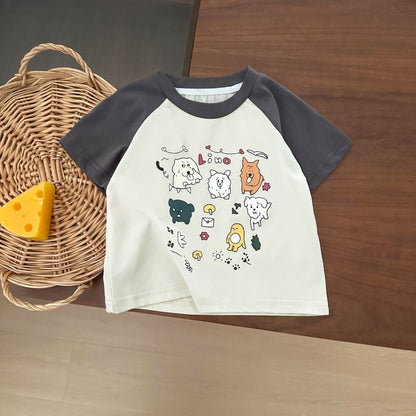 【BABY&KID】夏新作 ゆるかわキャラプリント半袖TシャツSK092115