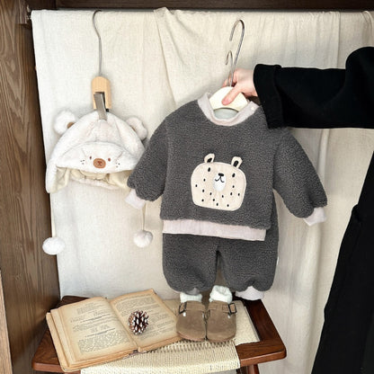 【BABY&KID】韓国風キャラあったかセットアップSK103224