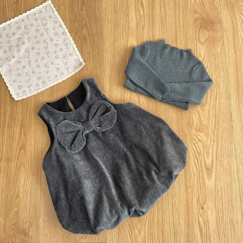 【BABY-予約限定】冬新作ヘップバーン風ドレスワンピ＆ニットインナー2点セットSK102231