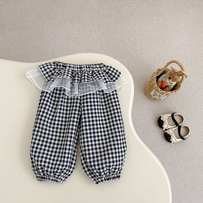 【BABY&KID】夏新作 チェック柄ロングパンツSK080106