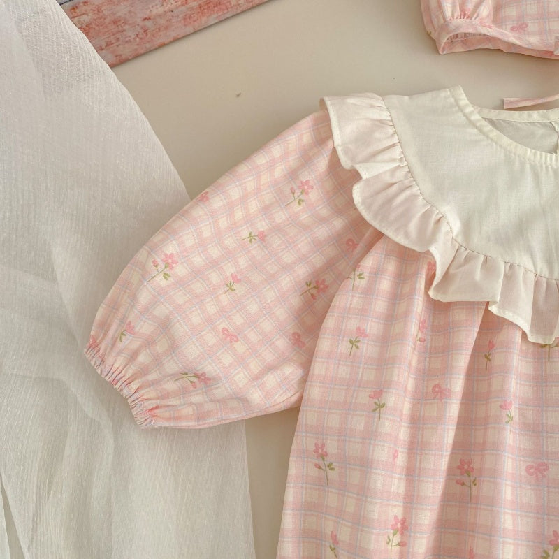 【BABY】スイートチェックロンパース＆帽子SK104106