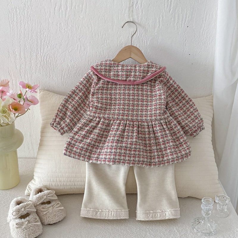 【BABY】冬新作チェック柄ウール中綿コートSK102722