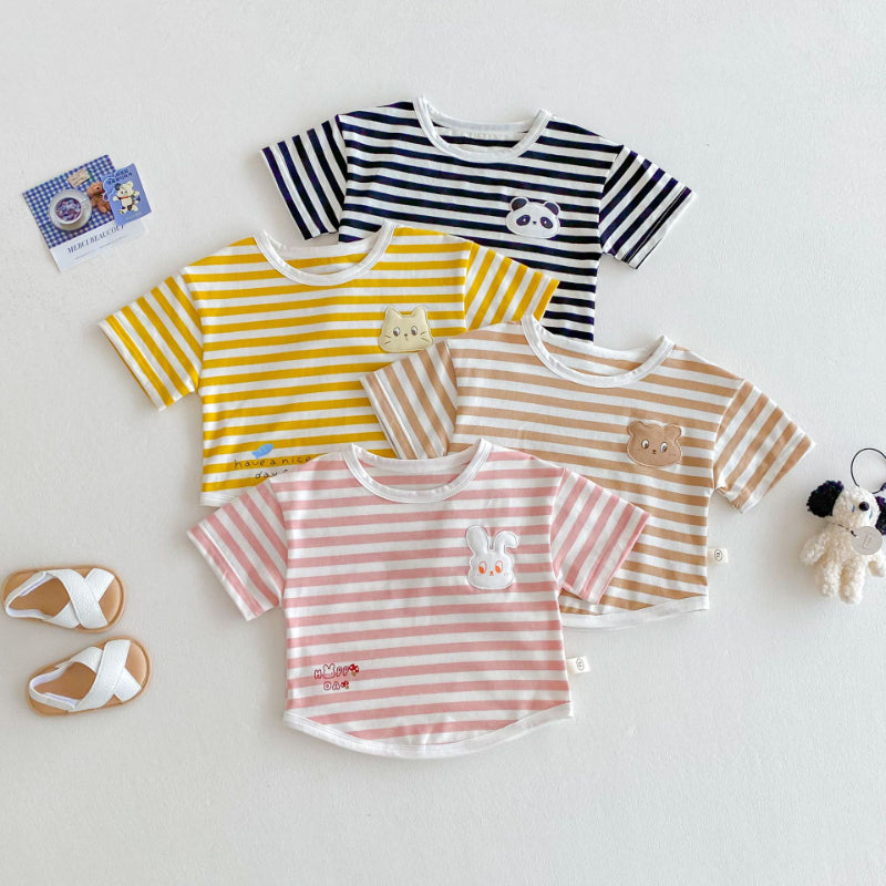 【BABY&KID】夏新作 アニマルロゴボーダーシャツSK072005