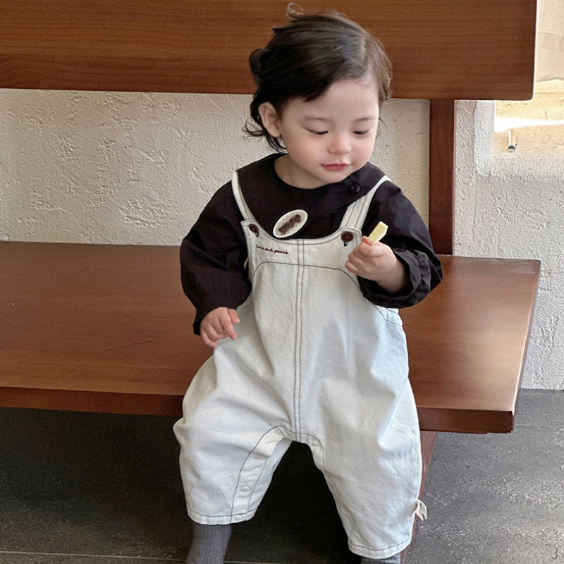 【BABY】ホワイトサロペット、ブラックシャツSK107009