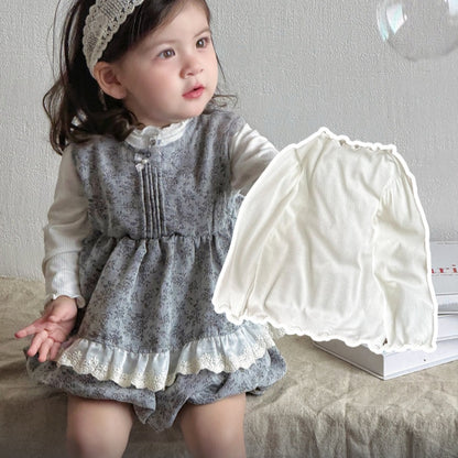 【BABY】小花柄レーストリムベスト＆バルーンパンツSK103705