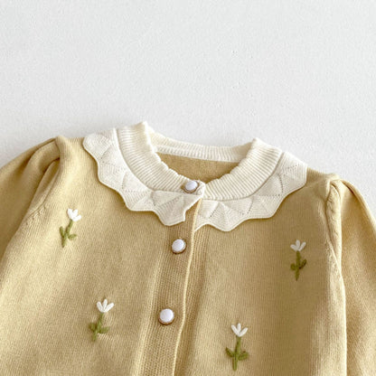 【BABY】フリル襟刺繍ニットカーディガンSK092425