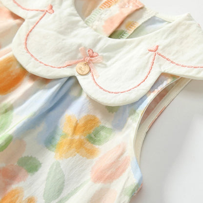 【BABY&KID】夏新作 カラフル花柄花びら襟ワンピースSK091930