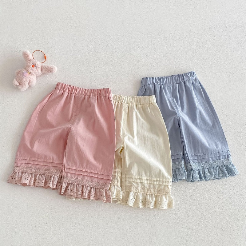 【BABY&KID】夏新作 無地レース裾パンツSK105213