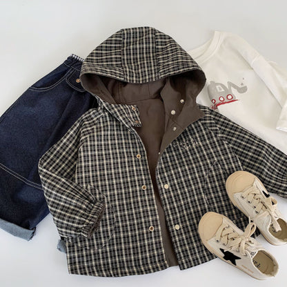 【BABY&KID】無地orチェックリバーシブルコートSK100502