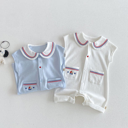 【BABY】夏新作丸襟通気カバーオールSK105611
