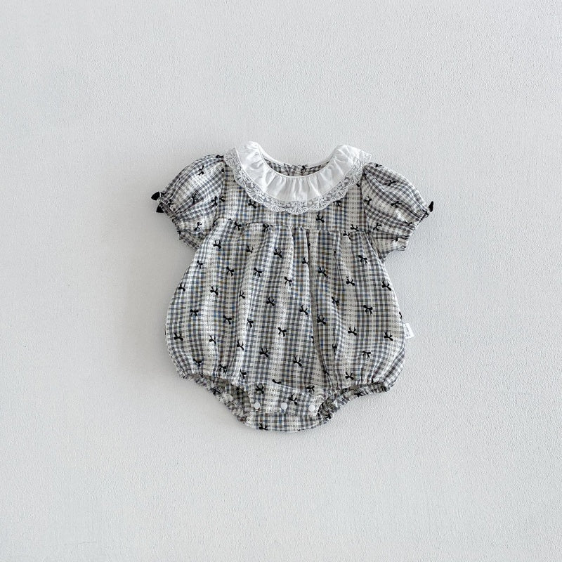 【BABY】夏新作 蝶結びパフスリーブロンパースSK104911