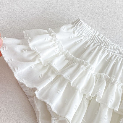 【BABY】夏新作丸襟ストライプノースリーブシャツ＆フリルショートパンツSK104618