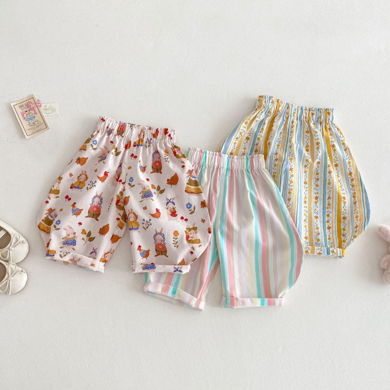 【BABY&KID】夏新作 ストライプ花柄カジュアルパンツSK070606