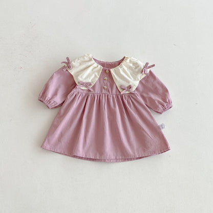 【BABY】蝶結び丸衿ロンパース、ワンピースSK100123