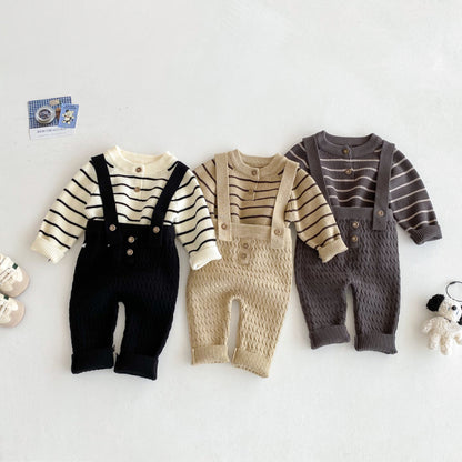 【BABY】ニットセーター＆サロペットセットSK092408