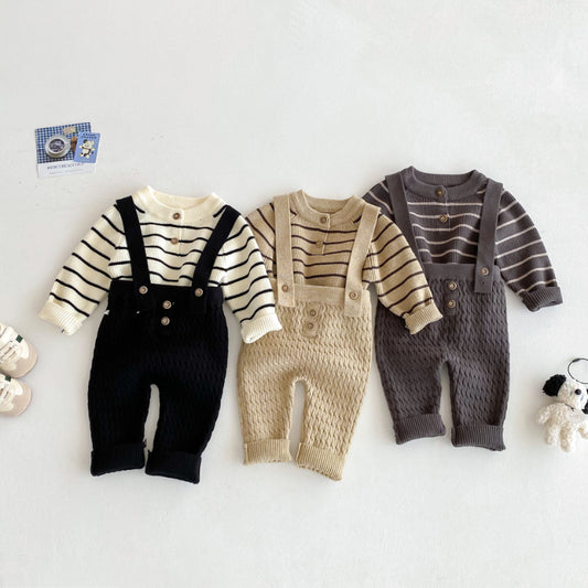 【BABY】ニットセーター＆サロペットセットSK092408