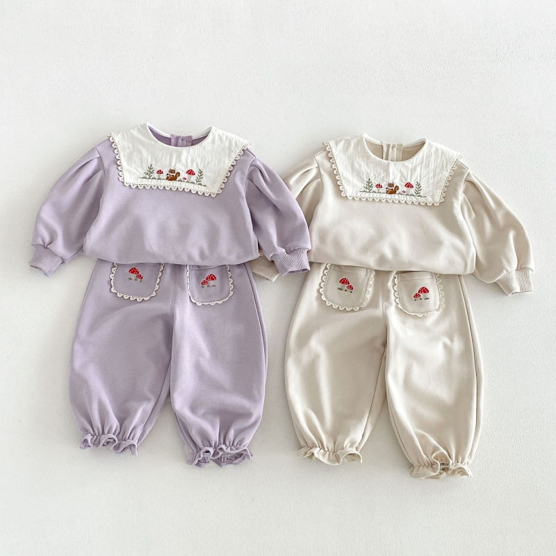 【BABY&KID】刺繍スクエアネックセットアップSK106608