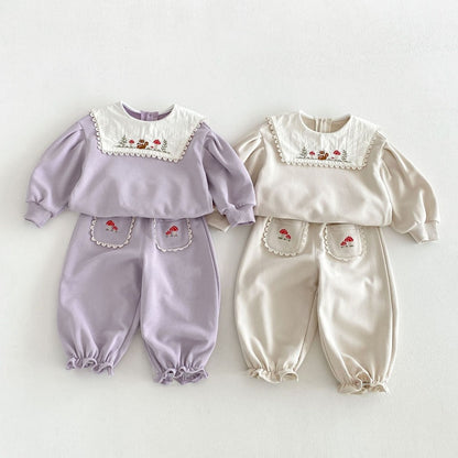 【BABY&KID】刺繍スクエアネックセットアップSK106608