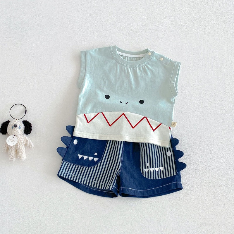 【BABY&KID】夏新作恐竜Tシャツ、デニムショートパンツSK105602