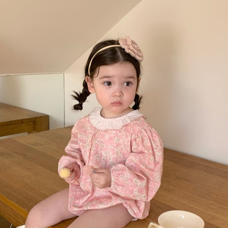 【BABY-予約限定】おしゃれラウンドカラー小花柄ロンパースSK101214