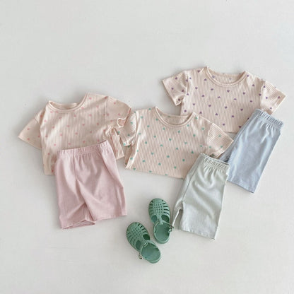 【BABY&KID】夏新作 ハートTシャツ＆ボーダーショートパンツSK080212