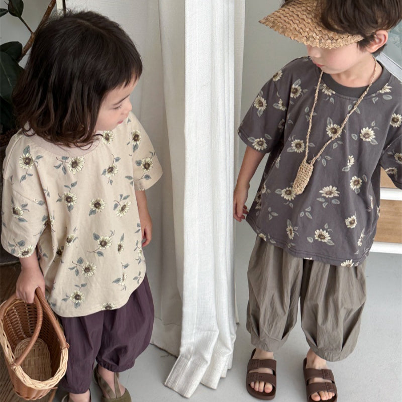 【BABY&KID】夏新作 フラワープリント半袖Tシャツ、シャツSK080513