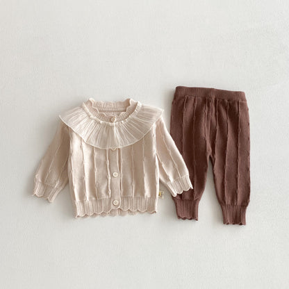 【BABY】ドールカラー長袖ニットカーディガン&ニットパンツSK100713