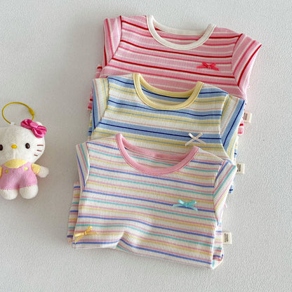 【BABY&KID】夏新作 配色ボーダーTシャツSK105101