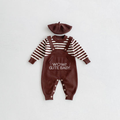 【BABY】ニットボーダーカバーオールSK092501