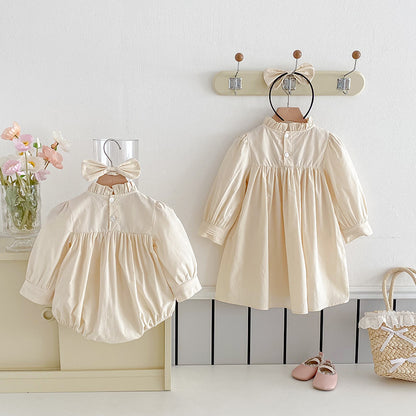 【姉妹服】花刺繍ロンパース、ワンピースSK101130