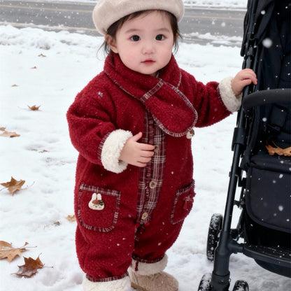 【BABY】冬新作うさぎ蝶結びあったかカバーオール&マフラーSK103222