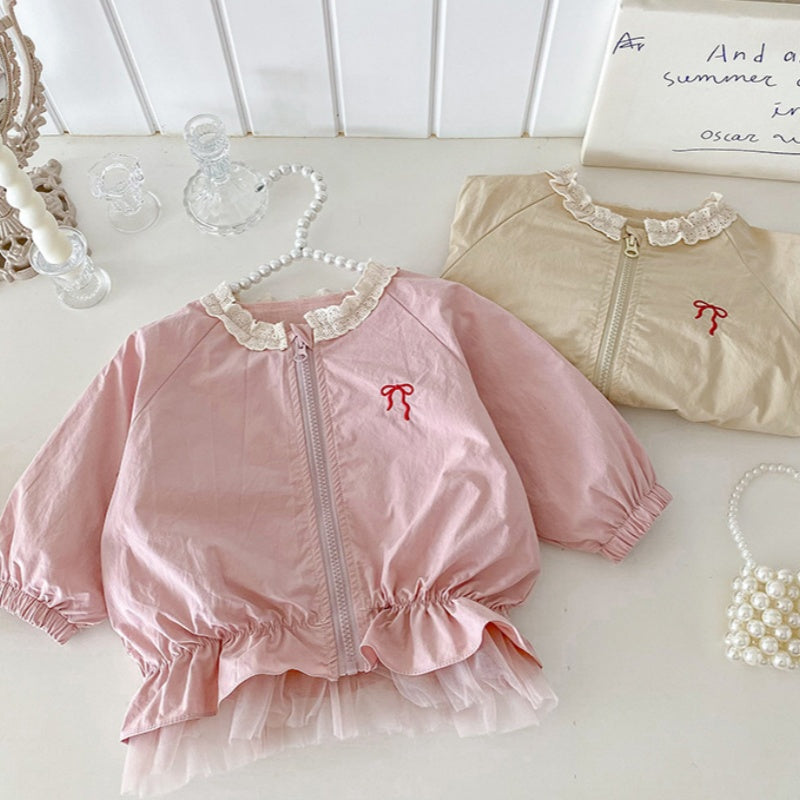 【BABY】蝶結び刺繍チュール縁アウターSK100450