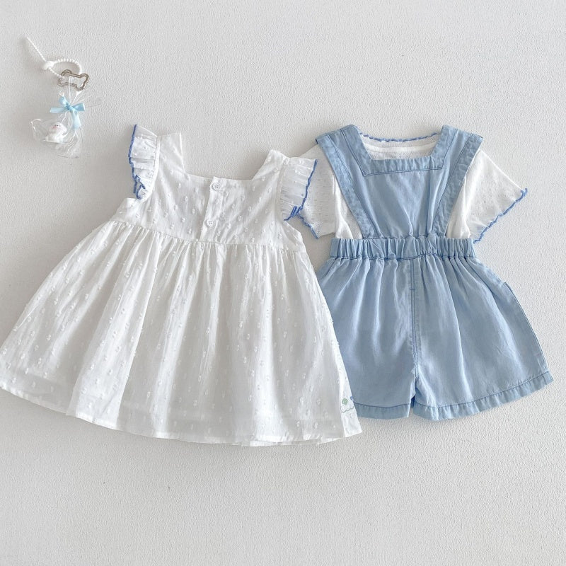 【BABY&KID】夏新作花刺繍ワンピース、サロペット、TシャツSK105903