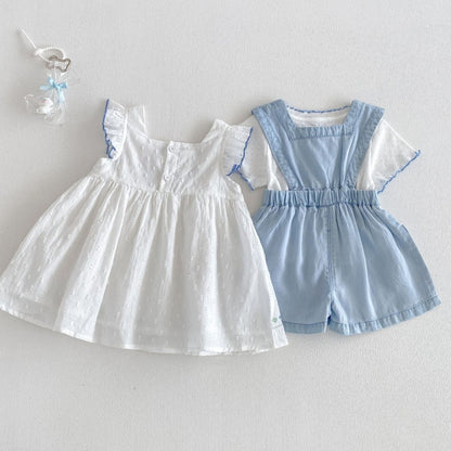 【BABY&KID】夏新作花刺繍ワンピース、サロペット、TシャツSK105903