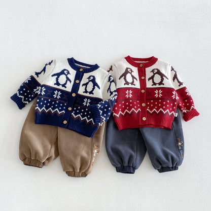 【BABY&KID】冬新作ペンギンニットカーディガンSK108504