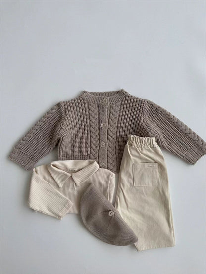 【BABY&KID】レトロ暖かいケーブル編みセーターSK012821