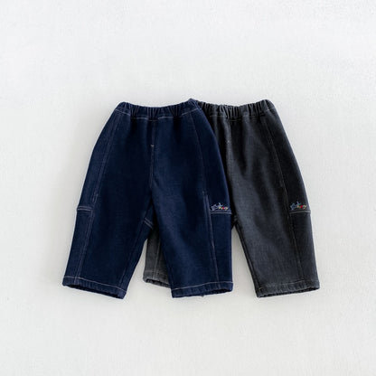 【BABY&KID】冬新作刺繍裏起毛デニムパンツSK108510