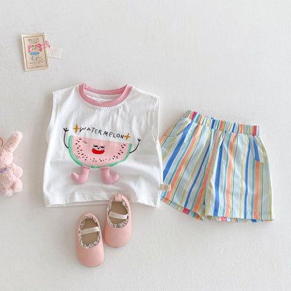 【BABY&KID】夏新作 スイカベスト、レインボーショーツSK080610