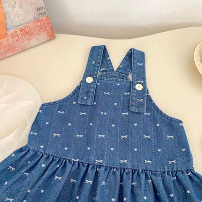 【BABY&KID】リボンジャンパースカート、さくらんぼ刺繍襟ＴシャツSK100843