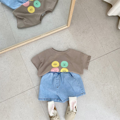 【BABY&KID】夏新作 ロゴスマイル半袖TシャツSK010214